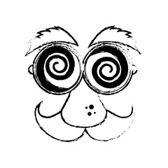 funny face glasses mustache vector icon illustration graphic design