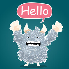 monster character cartoon say hello vector