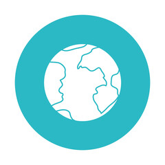 circle light blue with earth globe icon vector illustration