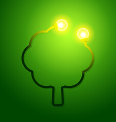 Eco friendly concept with a tree and a light bulbs. Vector illustration