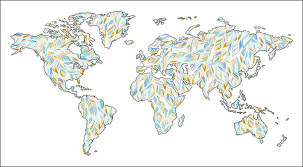 Multicolored world map. Vector illustration.