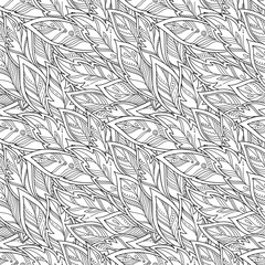 hand-drawn feathers and tribal ornament. © photo-nuke
