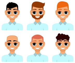 A set of men's hairstyles. Vector.