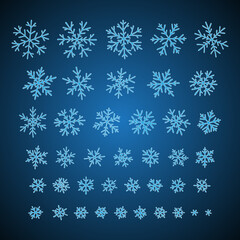 Set of different hand-drawn snowflakes