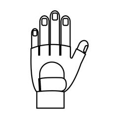 hand wearing a sport glove icon over white background. vector illustration