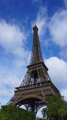 Fototapeta na wymiar Photo of Eiffel Tower as seen from Champ de Mars, Paris, France