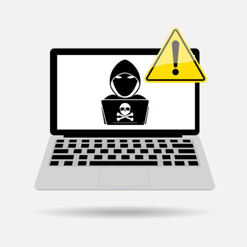 hacker laptop warning sign clip art preview