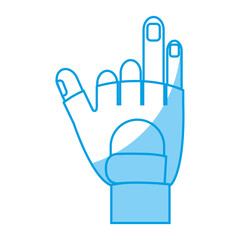 hand wearing a sport glove icon over white background. vector illustration