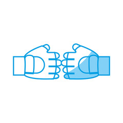 hands wearing a sport gloves icon over white background. vector illustration