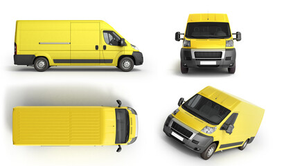 collection 3d render Yellow Delivery Van Icon
