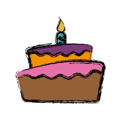 birthday cake icon over white background. colorful design. vector illustration