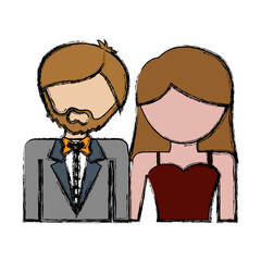 couple wearing elegant clothes icon over white background. colorful design. vector illustration