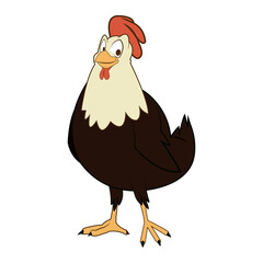 cartoon hen bird farm domestic animal vector illustration