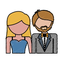 couple wearing elegant clothes icon over white background. colorful design. vector illustration