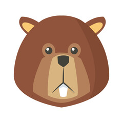 portrait of beaver. cute face of aquatic fluffy rodent vector illustrated