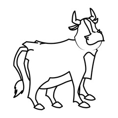 Fototapeta na wymiar cartoon funny bull horn farm animal vector illustration