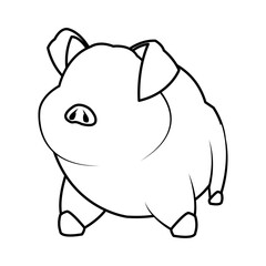 cute pig, funny piggy standing and smiling vector illustration