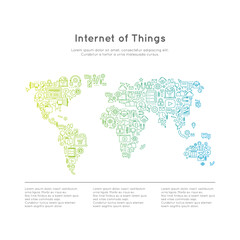Fototapeta na wymiar Vector Modern Icon Style Illustration of Internet of Things Concept with World Map