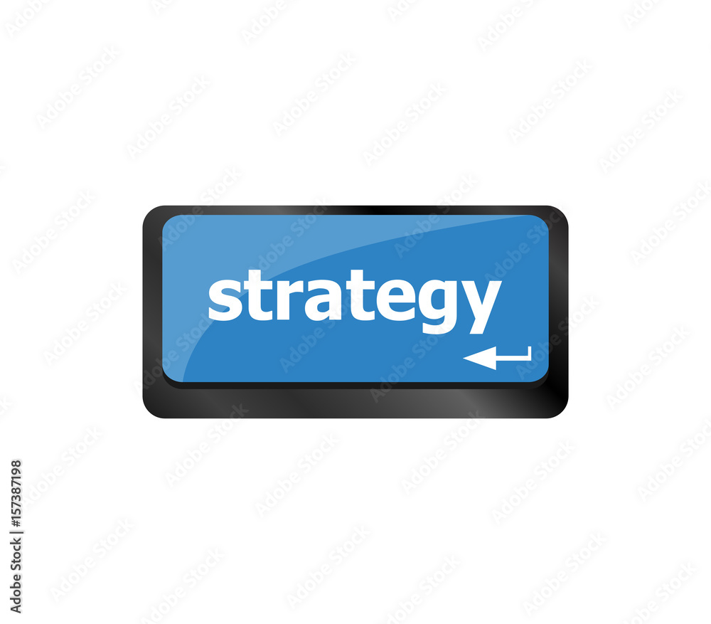 Poster strategy button on computer keyboard key button