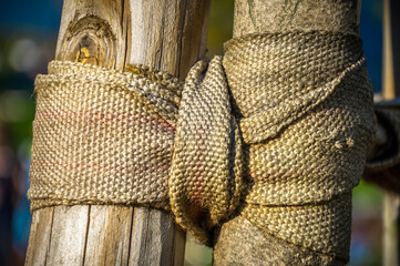 Nylon ribbon knotted on a tree