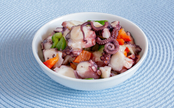 Octopus salad with vinaigrette sauce.