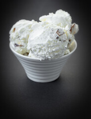 Coconut ice cream in a bowl