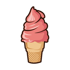 pink ice cream cone cold sweet vector illustration