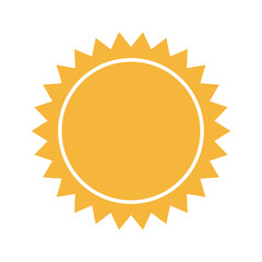 yellow sun sunlight, summer climate symbol vector illustration