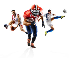 Fototapeta na wymiar Multi sport collage soccer american football bascketball