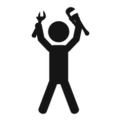 Worker with wrench pictogram icon vector illustration graphic design