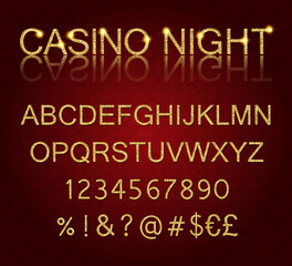 Obraz premium Alphabet with Bulb Lamps Gold Light vector