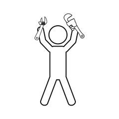 Worker with wrench pictogram icon vector illustration graphic design