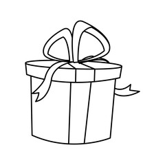 party gift box with ribbon and bow. vector illustration