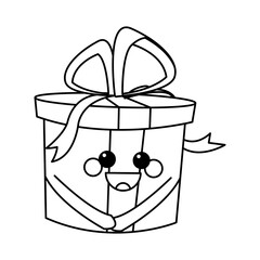 kawaii gift box party celebration cartoon icon vector illustration