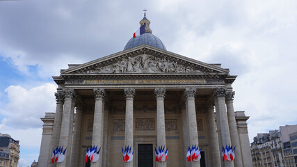 Photo of the Pantheon on a cloudy spring morning, Paris, France