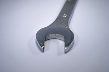 wrench closeup on white macro