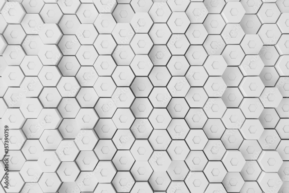Poster white geometric hexagonal abstract background, 3d rendering