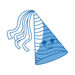 kawaii party hat decoration accessory icon vector illustration