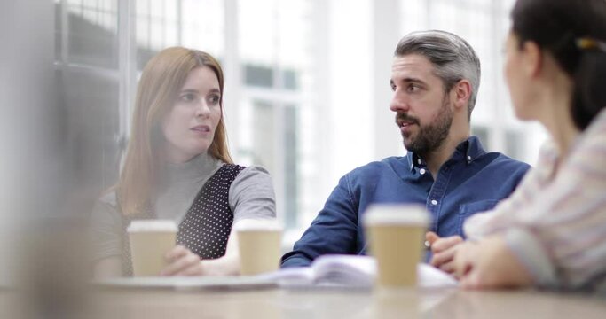 Businessman leading a serious meeting