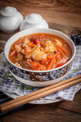 Chinese chicken with vegetables.