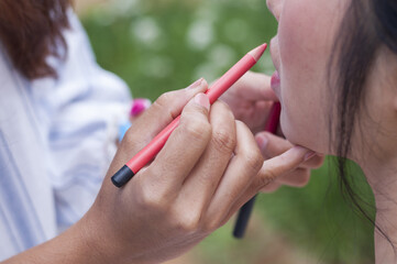 makeup bride, beautiful girl lipstick
