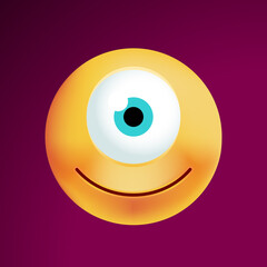 Cute Cyclops Emoticon on Black Background. Isolated Vector Illustration 