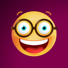 Cute Emoticon with Glasses on Black Background. Isolated Vector Illustration 
