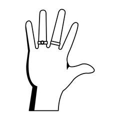 hand wearing engagement ring and wedding ring vector illustration