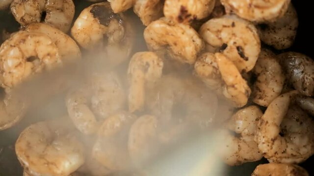 Cooking seasoned shrimp for chipotle shrimp tacos