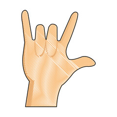 drawing hand man rock n roll gesture music icon vector illustration