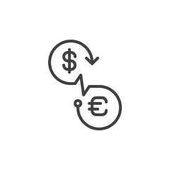 Currency exchange line icon, outline vector sign, linear style pictogram isolated on white. Symbol, logo illustration. Editable stroke. Pixel perfect