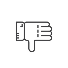 Thumbs down line icon, outline vector sign, linear style pictogram isolated on white. Symbol, logo illustration. Editable stroke. Pixel perfect