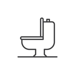 Toilet bowl line icon, outline vector sign, linear style pictogram isolated on white. Symbol, logo illustration. Editable stroke. Pixel perfect