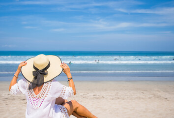 Fototapeta na wymiar Woman at the beach in Bali